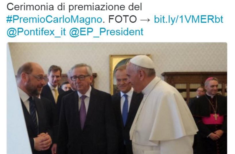 Il #PremioCarloMagno a Francesco