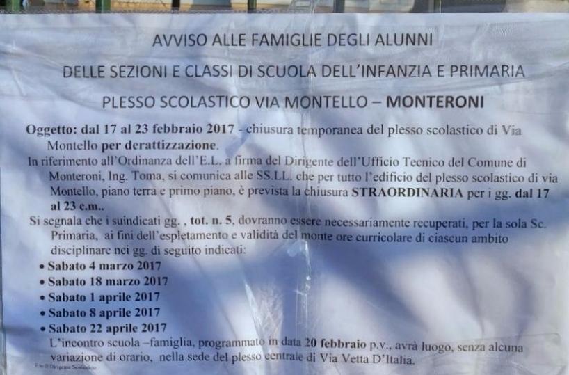 Monteroni, topi nella mensachiusa la scuola materna