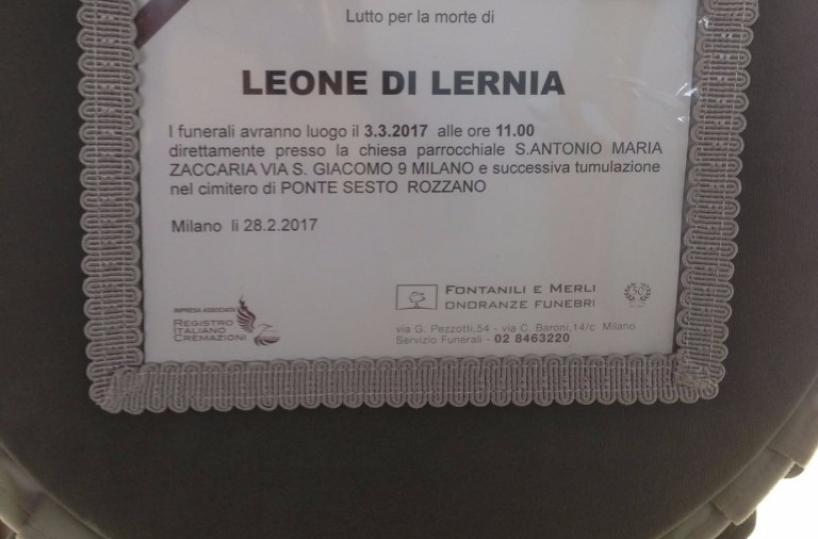 manifesto funebre leone di lernia