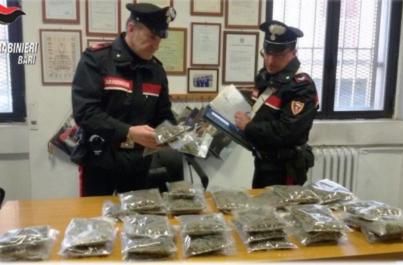 Barletta, 4 chili di marijuanasotto il materasso: in cella