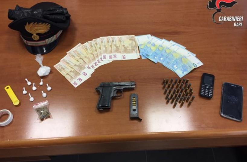 Bari, cocaina e pistolain cella 27enne a San Paio