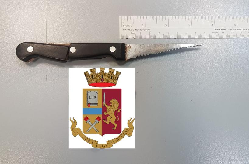 il coltello usato per la tentata violenza