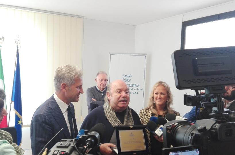 Targa Confindustria a Lino Banfi, nuovo imprenditore agroalimentare