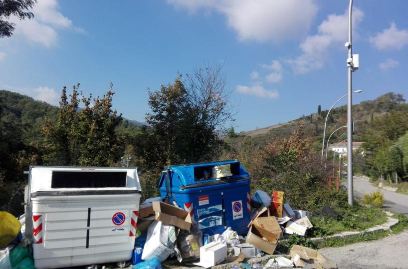 Vicino ai cassonetti una discarica: si cercano gli sporcaccioni