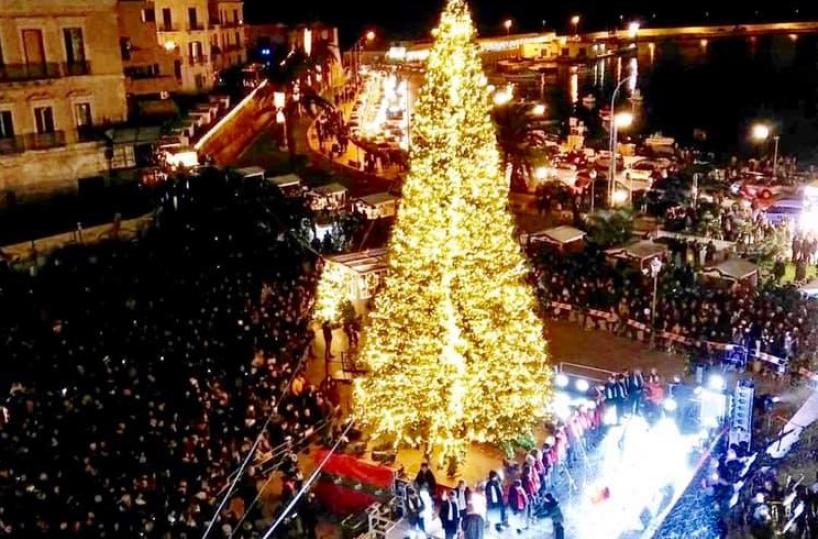 Bari, si accende il Natale: illuminato il maxi albero