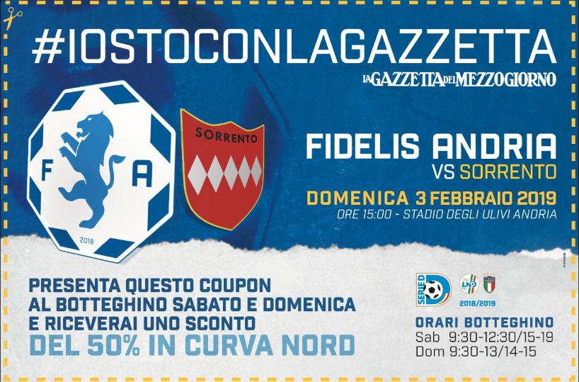 Andria, allo stadio con il 50% di sconto in curva nord: #iostoconlagazzetta