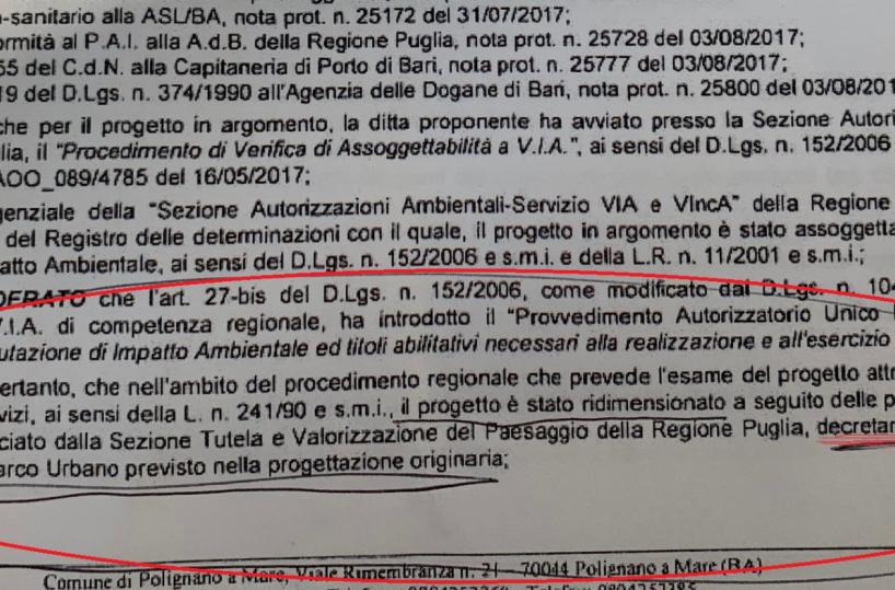 Polignano, ecco come la Regione ha fatto «saltare» il Parco urbano a Costa Ripagnola