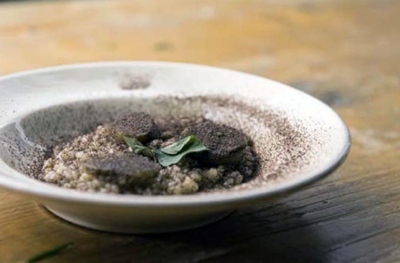 Ricette Puglia - Riso Turchesco cotto in bianco di latte di mare con suo sapore e melanzane monde - A cura della chef Sara Latagliata