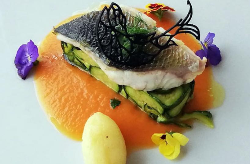 Ricette Puglia - Darna di branzino con carote affumicate - A cura dello che Michele Tursi
