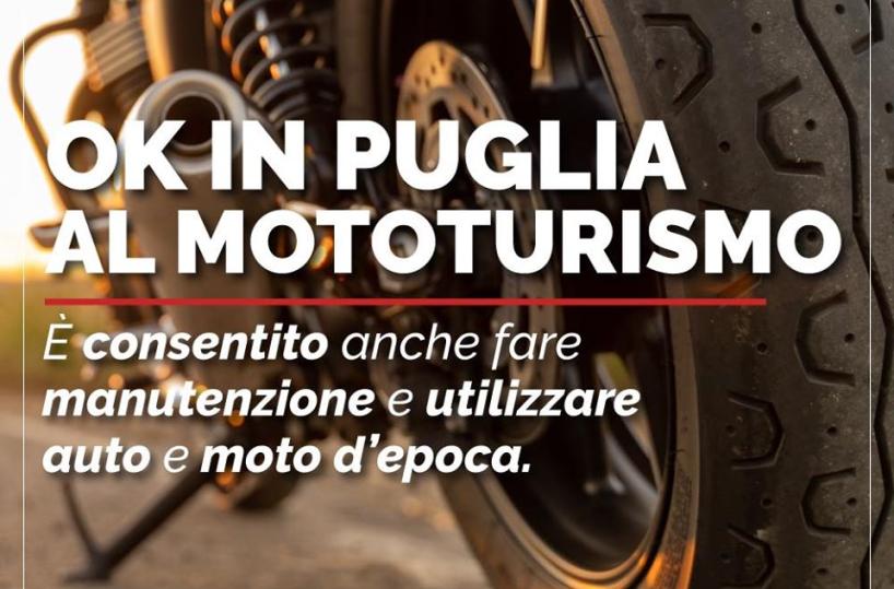 Fase 2 in Puglia, Emiliano dà l'ok per il mototurismo: uso e manutenzione di auto d'epoca