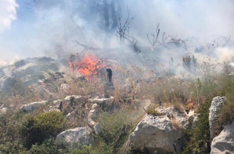 Fiamme divorano vegetazione a S.Cesarea Terme e vanno verso il mare: richiesto intervento Canadair