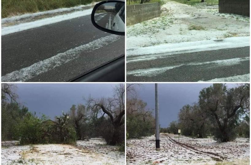 Grandine come neve nel basso Salento: strade ricoperte di ghiaccio
