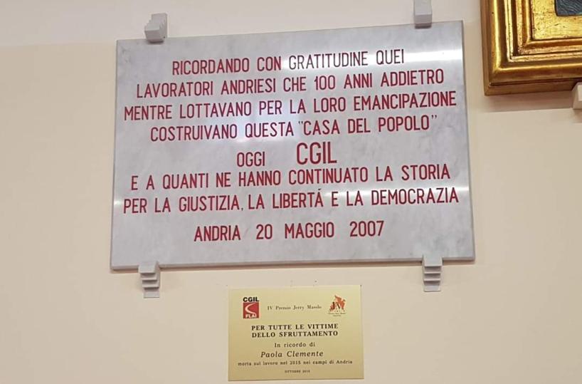 BAT, Flai e Cgil ricordano Paola Clemente vittima di caporalato