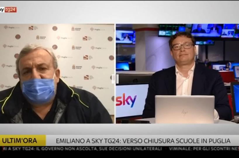 Covid, Emiliano chiude tutte le scuole di ogni ordine e grado in Puglia: l'annuncio su Sky