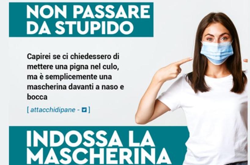 Martano, campagna del Comune: &laquo;Covid, mettere le mascherina non &egrave; una pigna nel c...&raquo;