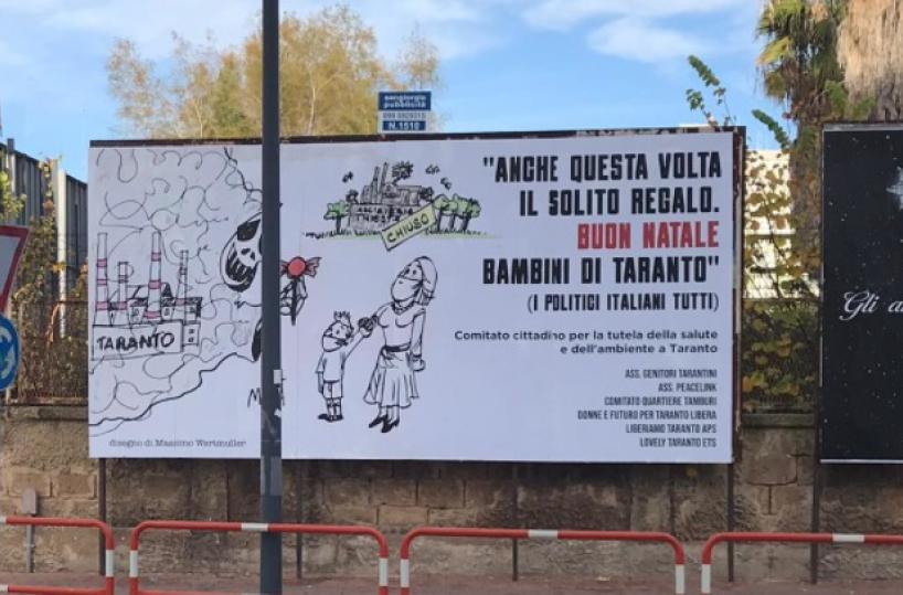 Taranto, manifesto ambientalisti contro accordo Mittal-governo: «Azienda dà caramelle avvelenate ai bimbi»