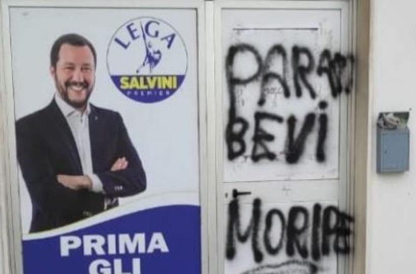 Racale, segretario Lega minacciato di morte: scritta all'ingresso del partito 