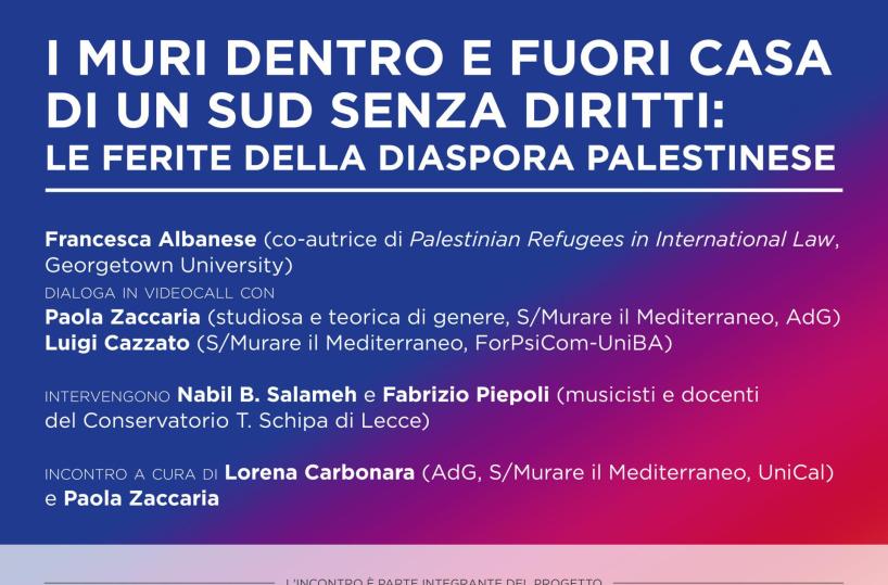 Università Bari, un incontro virtuale su «Muri dentro e fuori casa di un Sud senza diritti»