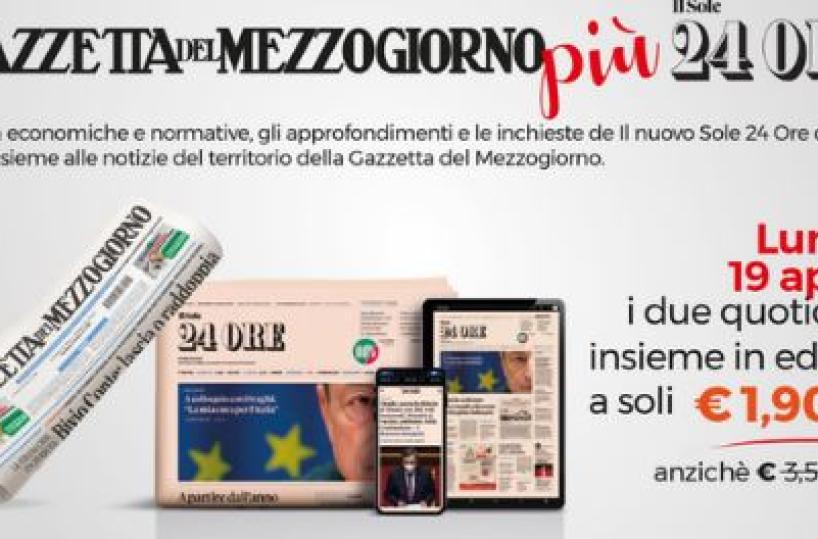 Dal 19 aprile, ogni lunedì tandem Gazzetta-Sole 24 Ore