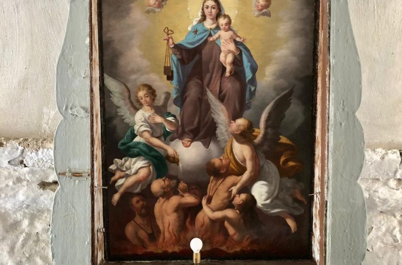 Bari vecchia, l'edicola votiva della Madonna con anime purganti torna al suo antico splendore
