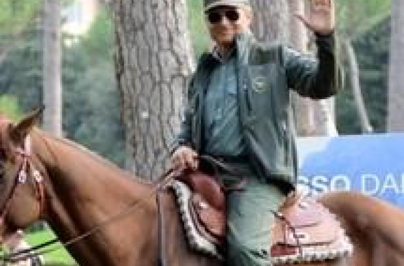 Terence Hill a cavallo a Villa Borghese