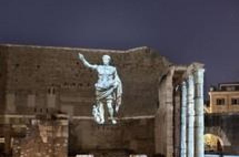 Night show illuminates Rome's Forum of Augustus