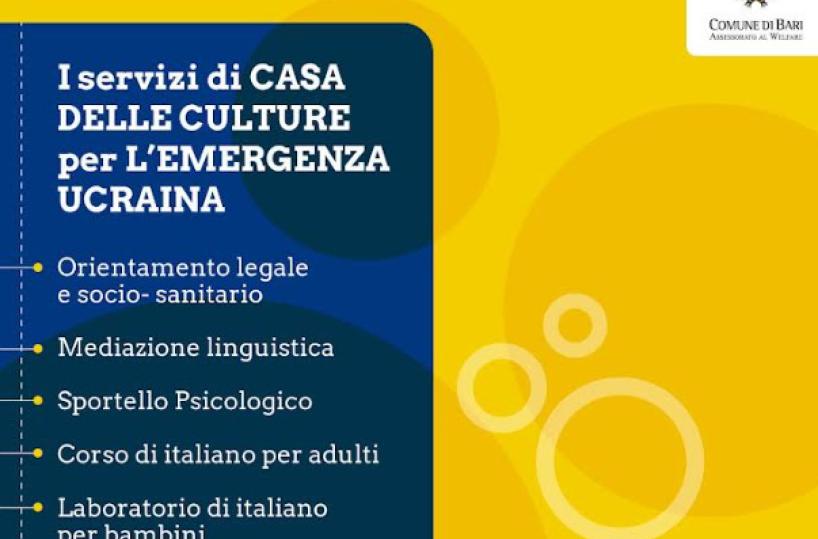 Bari, Comune organizza corsi di lingua italiana per supportare accoglienza da Ucraina