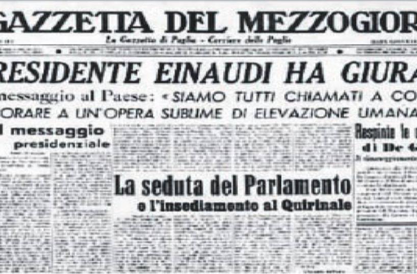 Luigi Einaudi giura da Capo dello Stato