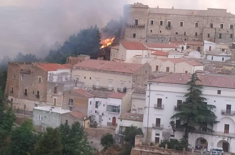 Brucia il bosco sotto Ascoli Satriano: in azione i vigili del fuoco