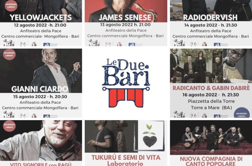 «Le due Bari», dal 12 al 17 agosto spettacoli ed eventi dal vivo in tutta la città