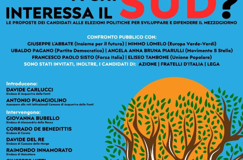 Acquaviva, il 3 settembre i candidati a confronto sul Sud con i sindaci