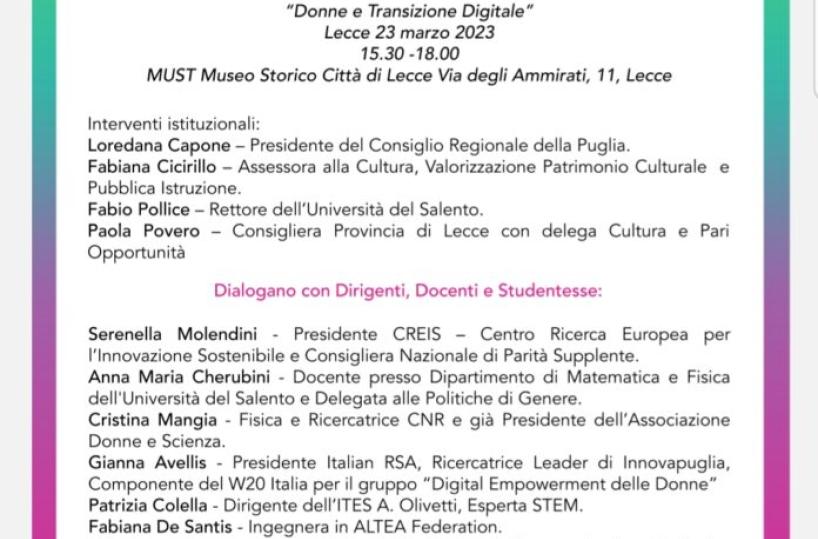 Donne e transizione digitale: workshop il 23 marzo a Lecce