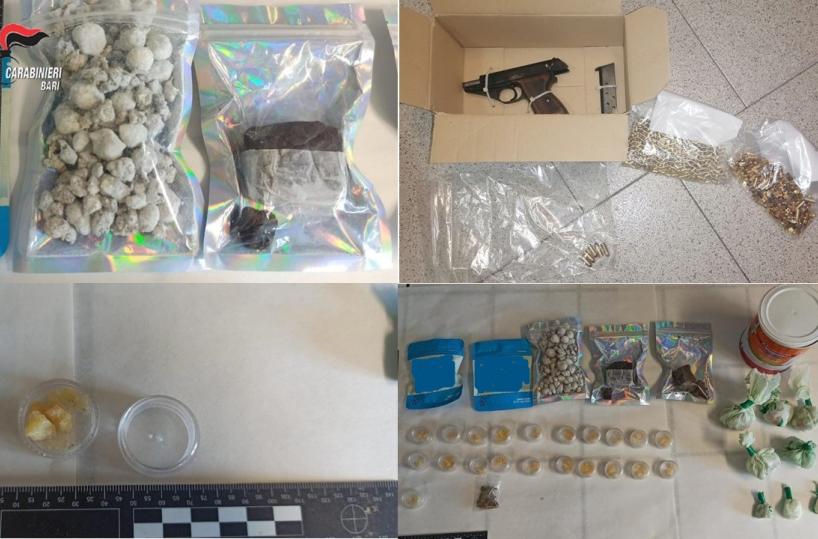 Adelfia, un borsone pieno di droga e una pistola nascosti in un muretto a secco: arrestato un 43enne