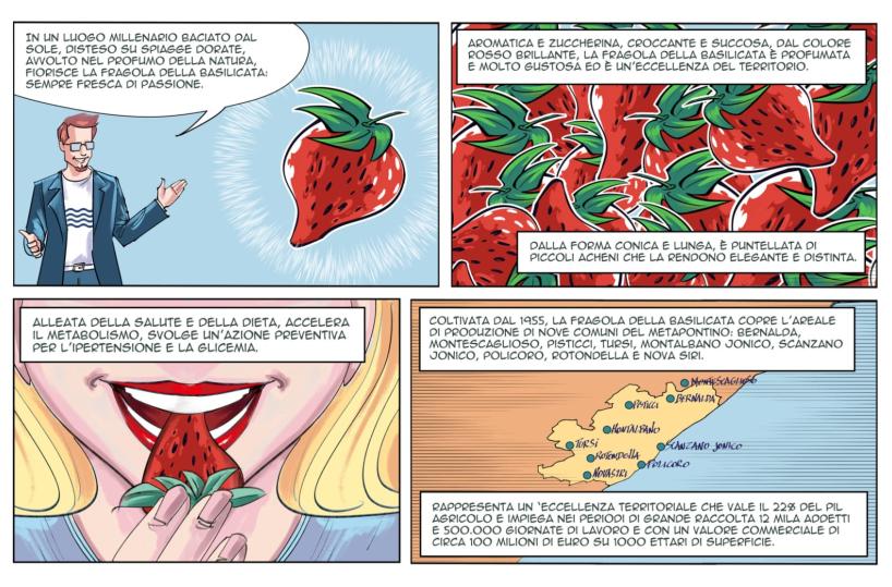 Alimentare, la fragola lucana Igp descritta in un fumetto