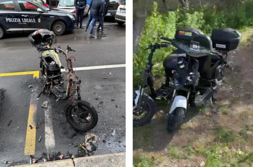 Bari, quattro scooter a noleggio distrutti e incendiati nel weekend