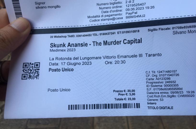 Taranto, perde il biglietto per gli Skunk Anansie: grazie ai social lo recupera