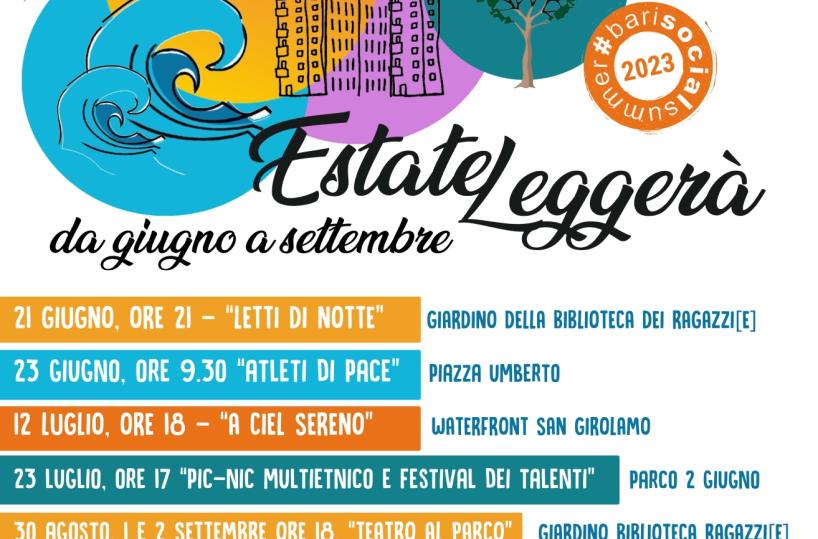 Bari, arriva la festa dei quartieri con gli eventi di Estate leggerà 2023