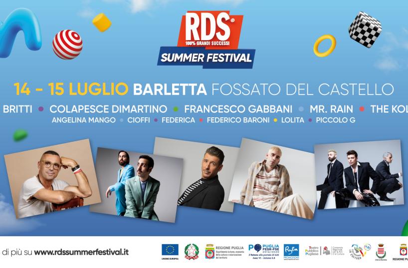 La musica di Rds approda a Barletta con «Rds Summer Festival» il 14-15 luglio
