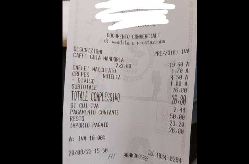 «Un euro per dividere una crêpe a metà», lo scontrino a Lecce fa discutere