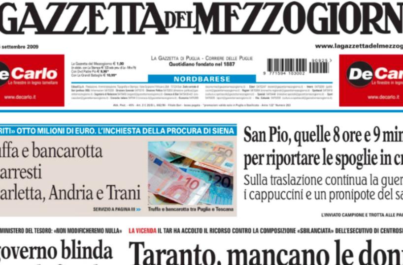 Il ritorno in Puglia del tesoro trafugato in America da John Sisto