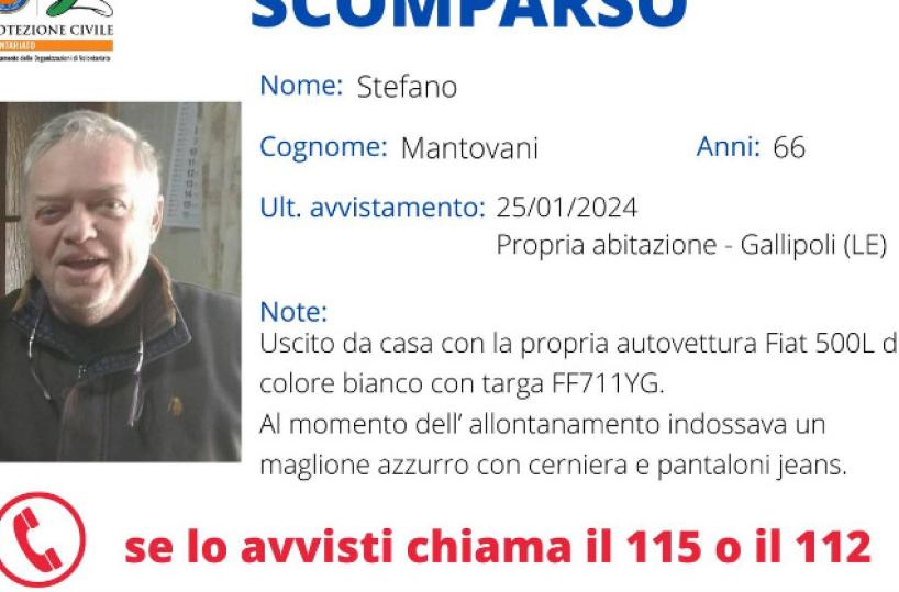 Gallipoli, scomparso da ieri un giostraio di 66 anni, in corso le ricerche