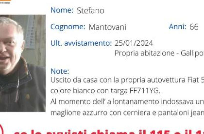Gallipoli, è tornato a casa e sta bene il giostraio scomparso da due giorni