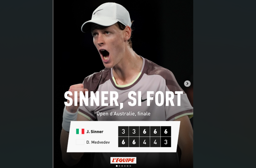 «Sinner, si fort »: il titolo francese scambiato per barese è virale