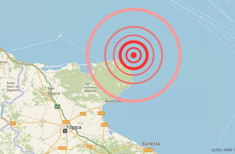 Terremoto di magnitudo 3.6 al largo del Gargano: avvertita anche nella Bat