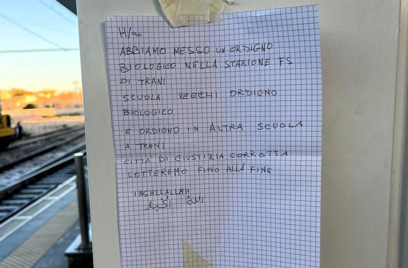 Allarme bomba in stazione a Trani: tutte le scuole chiuse, pesanti disagi al traffico ferroviario