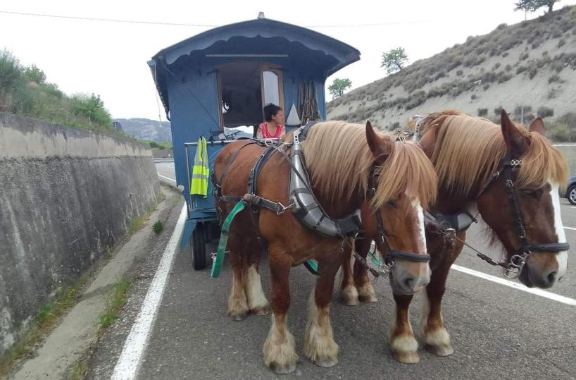 In viaggio dalla Bretagna a Senise su una roulotte trainata da cavalli