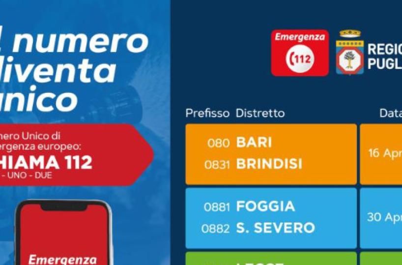 Foggia, arriva il numero unico di emergenza europeo 112