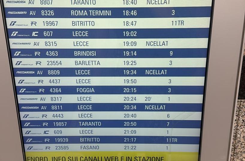 Sciopero dei treni, ritardi e code alle biglietterie anche in Puglia