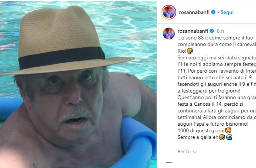 Lino Banfi compie 88 anni, la dedica della figlia Rosanna sui social
