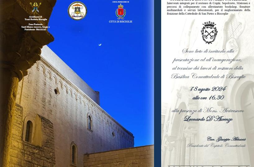 La concattedrale di Bisceglie è inclusiva, finiti i lavori: l'inaugurazione è l'8 agosto